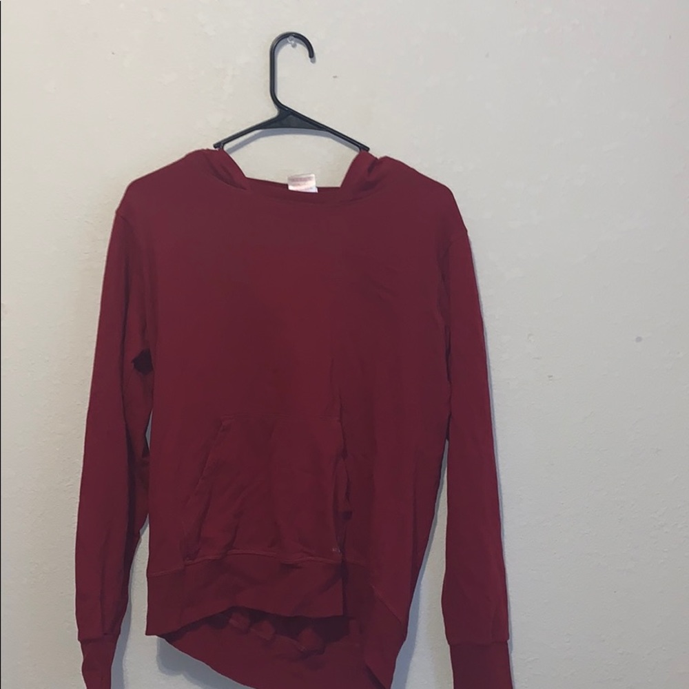 red shirt with hood